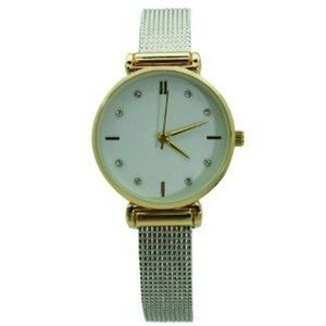 Olivia Pratt Every Day Textured and Rhinestone Metal Bangle Watch